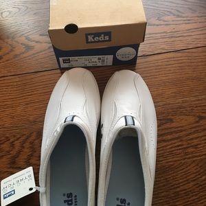 Keds, White leather sports mules. Size 9